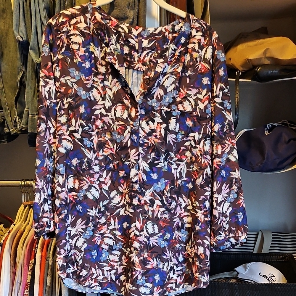 NYDJ Floral Blouse - Blue and Pink